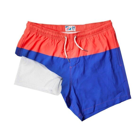 Bermies Men's Classic Liner Swim Shorts Trunks in Malibu Blue/Orange Size XL NWT - Picture 3 of 8